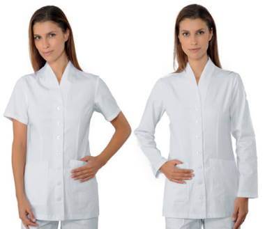 Casacca Da Donna 100% Cotone Manica Lunga Bianco Per Estetista o Centro  Medicale Spa