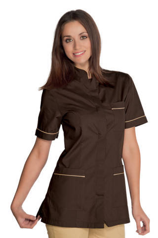 Camice donna abbigliamento lavoro maniche corte estivo zip cotone estetista  - Personalizzabile con il tuo logo